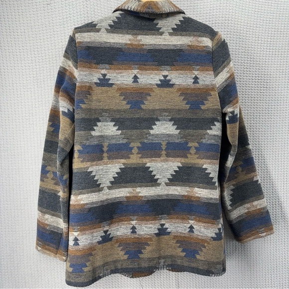 Vtg David Benjamin Southwestern Woven Jacket Coat Women Sz 8 Two Button Tribal - Picture 7 of 9
